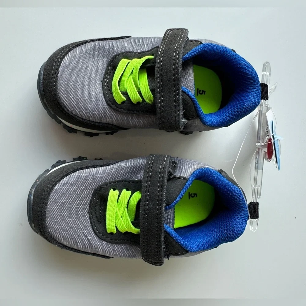 NWT Carter’s Blue Gray Athletic Collins Sneakers Shoes Toddler Boys Size 5